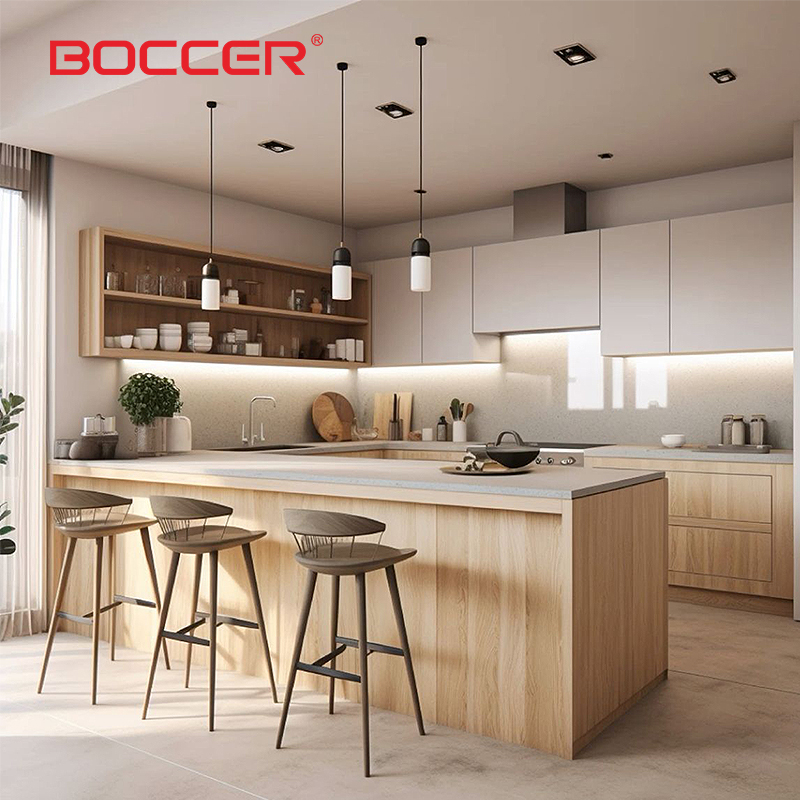  Matte Oak Melamine Slab Cabinet Door – Modern Minimalist